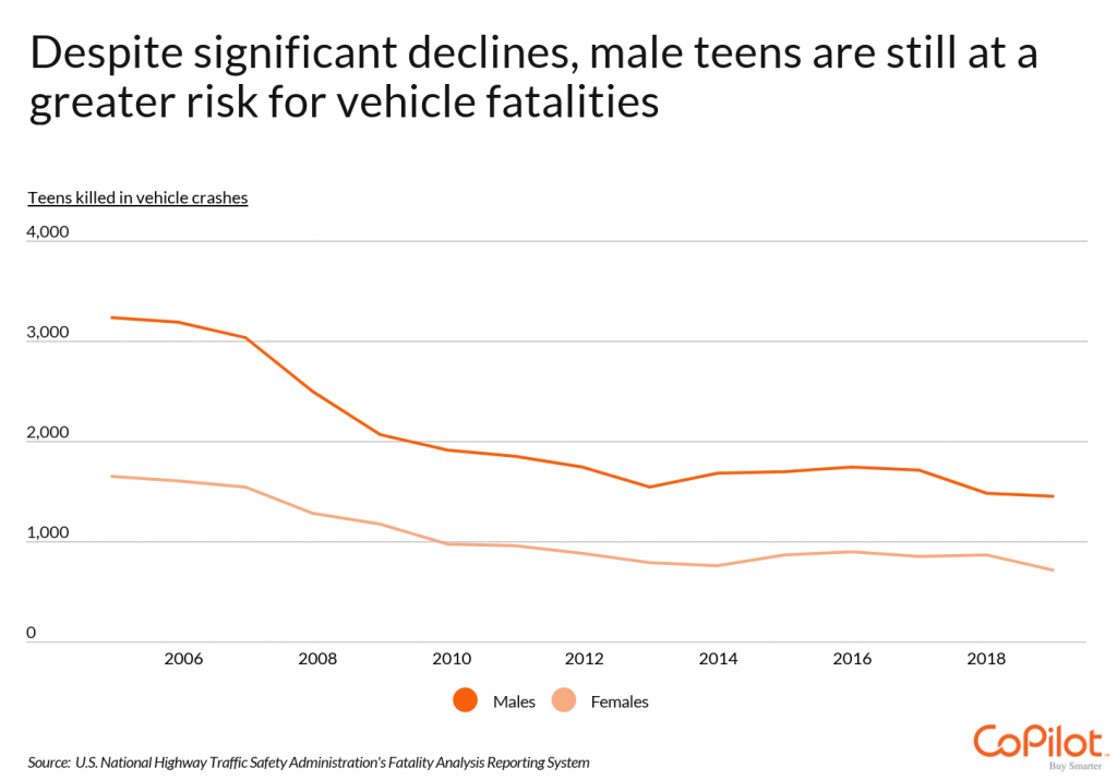 Male teens are at greater risk for vehicle fatalities